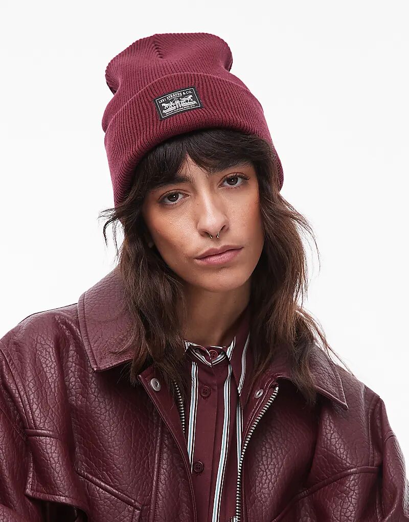 Вязаная шапка-бини с логотипом Levi's в рубчик бордового цвета
Вязаная шапка-бини с логотипом Levi's в рубчик бордового цвета