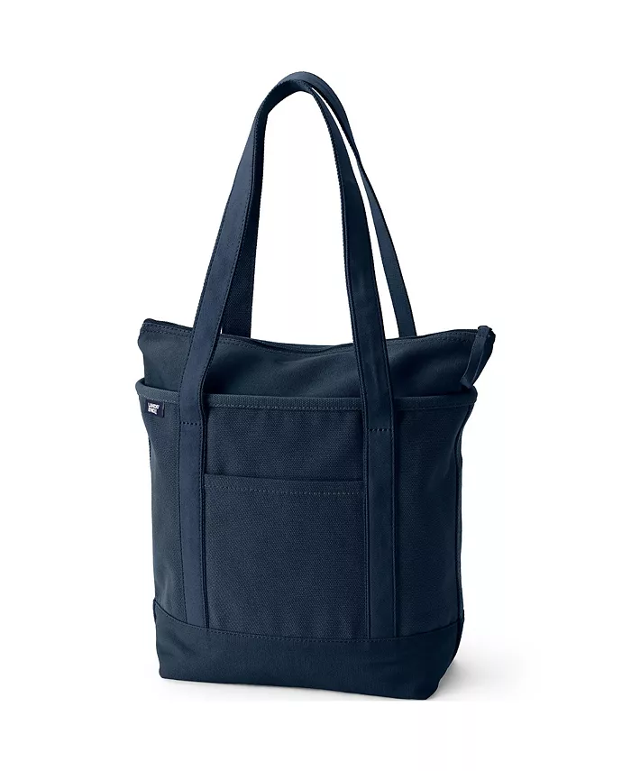 Средняя однотонная холщовая сумка-шоппер с 5 карманами, молнией сверху и длинными ручками Lands' End 
Средняя однотонная холщовая сумка-шоппер с 5 карманами, молнией сверху и длинными ручками Lands' End