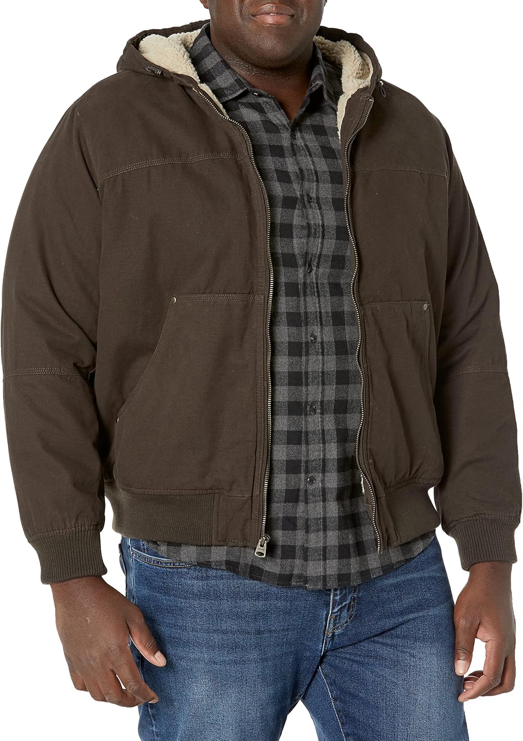 Мужская рабочая куртка-бомбер Levi's из хлопчатобумажной ткани с капюшоном (стандартные размеры, большие и высокие), Dark Brown
Мужская рабочая куртка-бомбер Levi's из хлопчатобумажной ткани с капюшоном (стандартные размеры, большие и высокие), Dark Brown