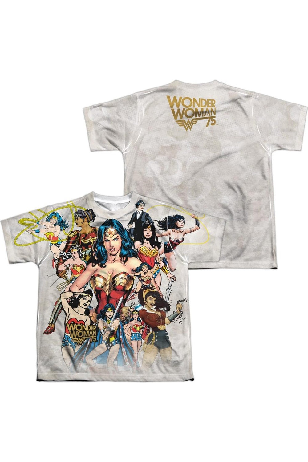 Футболка с коротким рукавом для детей с коллажем к 75-летию Wonder Woman (принт спереди и сзадь) Gildan, белый
Футболка с коротким рукавом для детей с коллажем к 75-летию Wonder Woman (принт спереди и сзадь) Gildan, белый