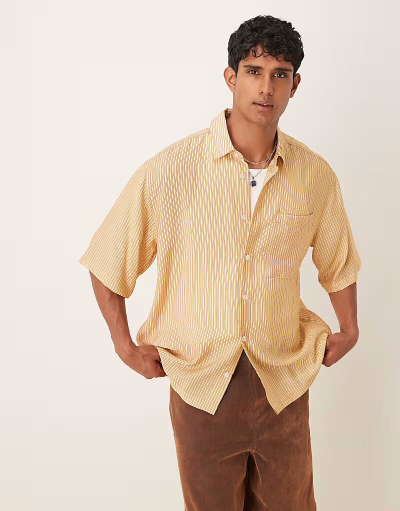 Рубашка свободного кроя в полоску желтого цвета Asos Design
Рубашка свободного кроя в полоску желтого цвета Asos Design