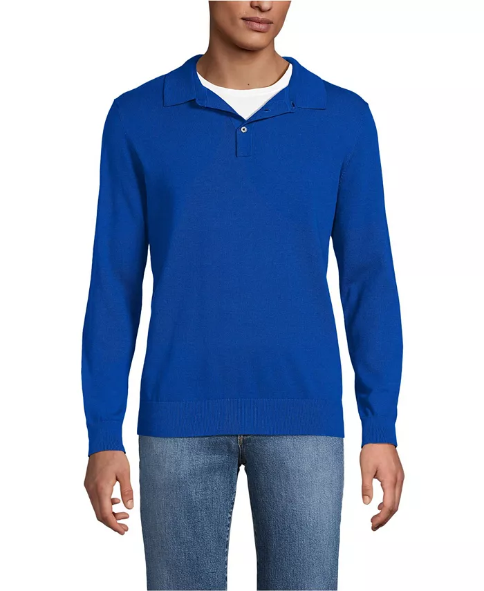 Мужская длинная хлопковая свитер-поло Lands' End, синий
Мужская длинная хлопковая свитер-поло Lands' End, синий