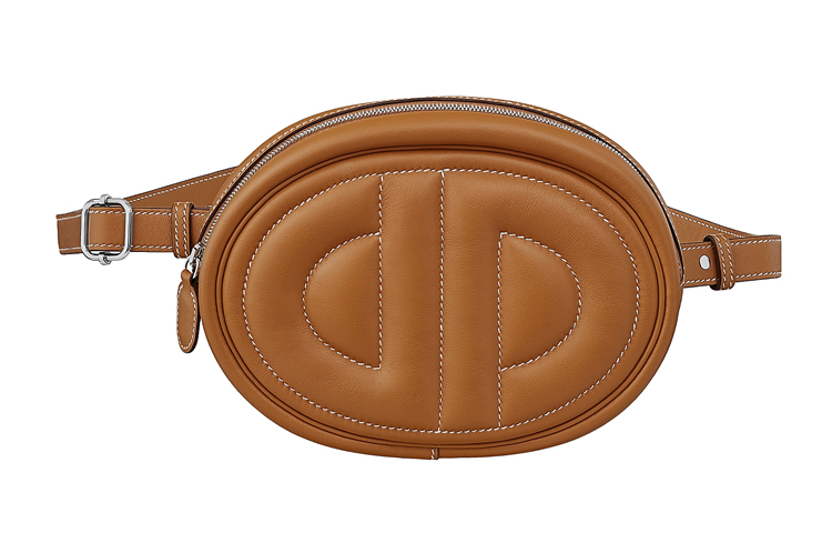 Кожаная сумка через плечо из телячьей кожи, поясная сумка унисекс золотисто-коричневый HERMES