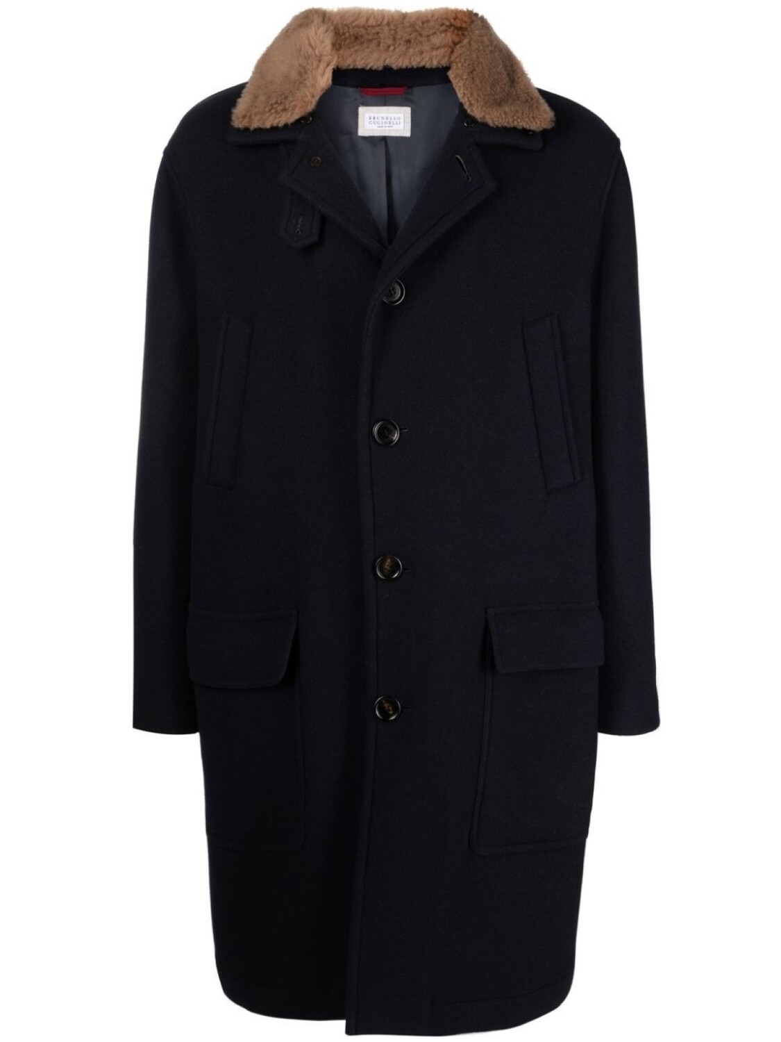 Brunello Cucinelli пальто миди с искусственным мехом, синий 
Brunello Cucinelli пальто миди с искусственным мехом, синий