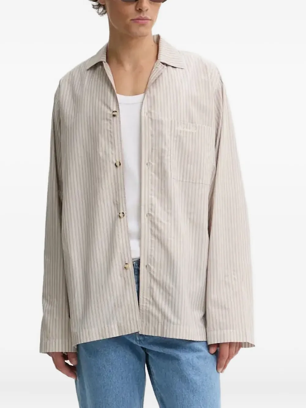 Полосатая рубашка с вышитым логотипом Nanushka, нейтральный
Полосатая рубашка с вышитым логотипом Nanushka, нейтральный