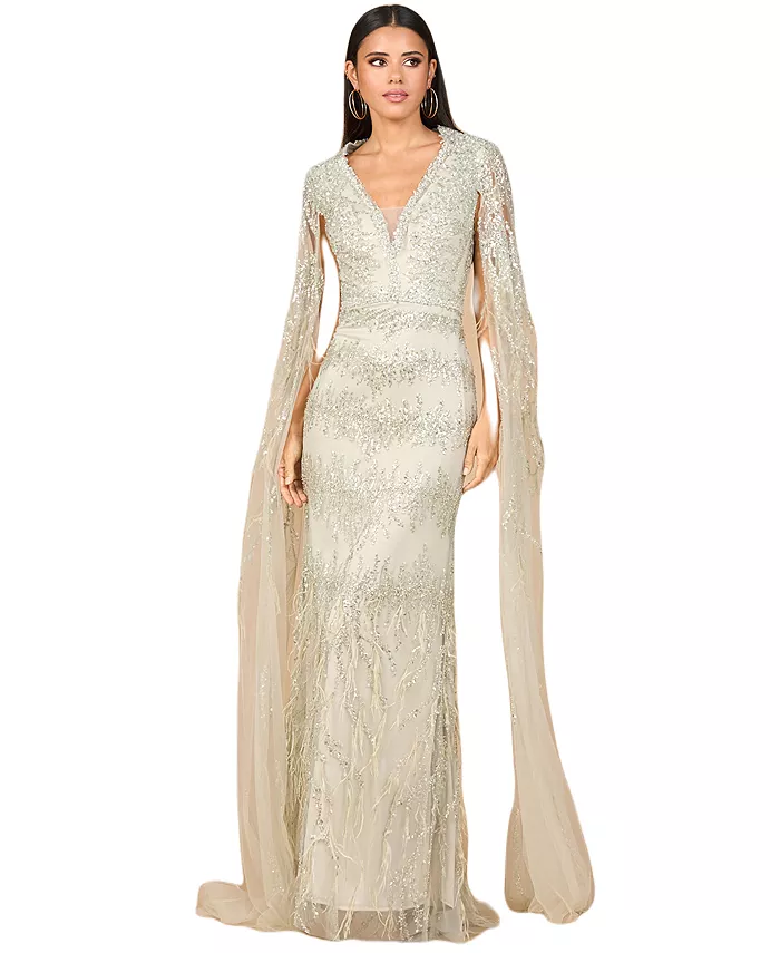 Женское платье с V-образным вырезом, длинными рукавами-накидкой и перьями Lara, зеленый
Женское платье с V-образным вырезом, длинными рукавами-накидкой и перьями Lara, зеленый