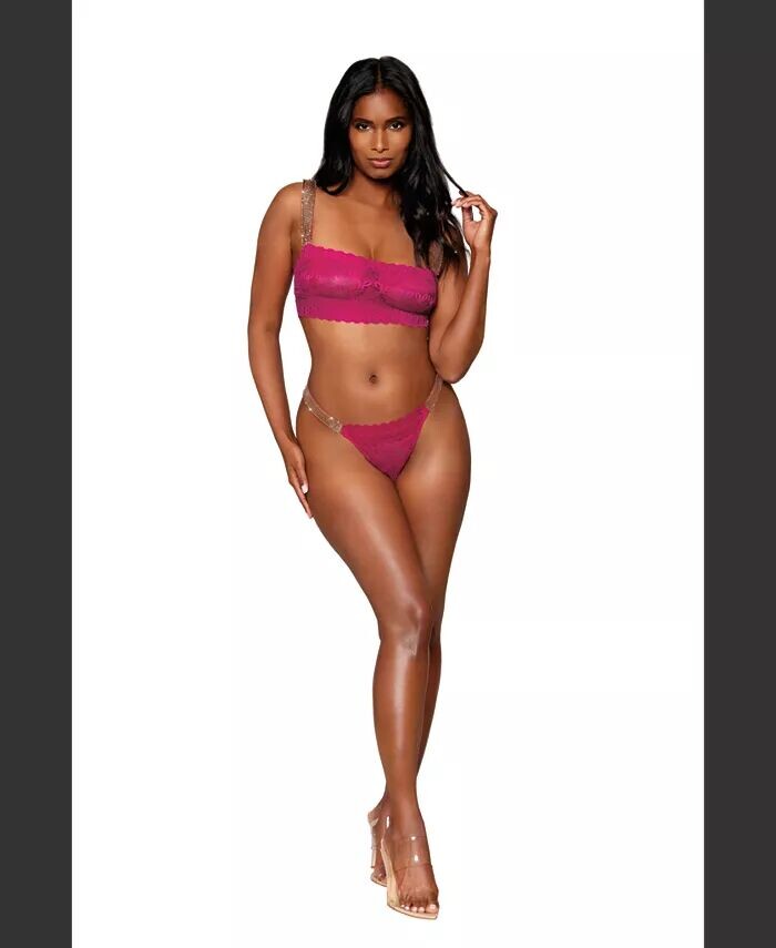 Комплект из эластичного кружевного бюстгальтера и стрингов в тон Dreamgirl, розовый
Комплект из эластичного кружевного бюстгальтера и стрингов в тон Dreamgirl, розовый