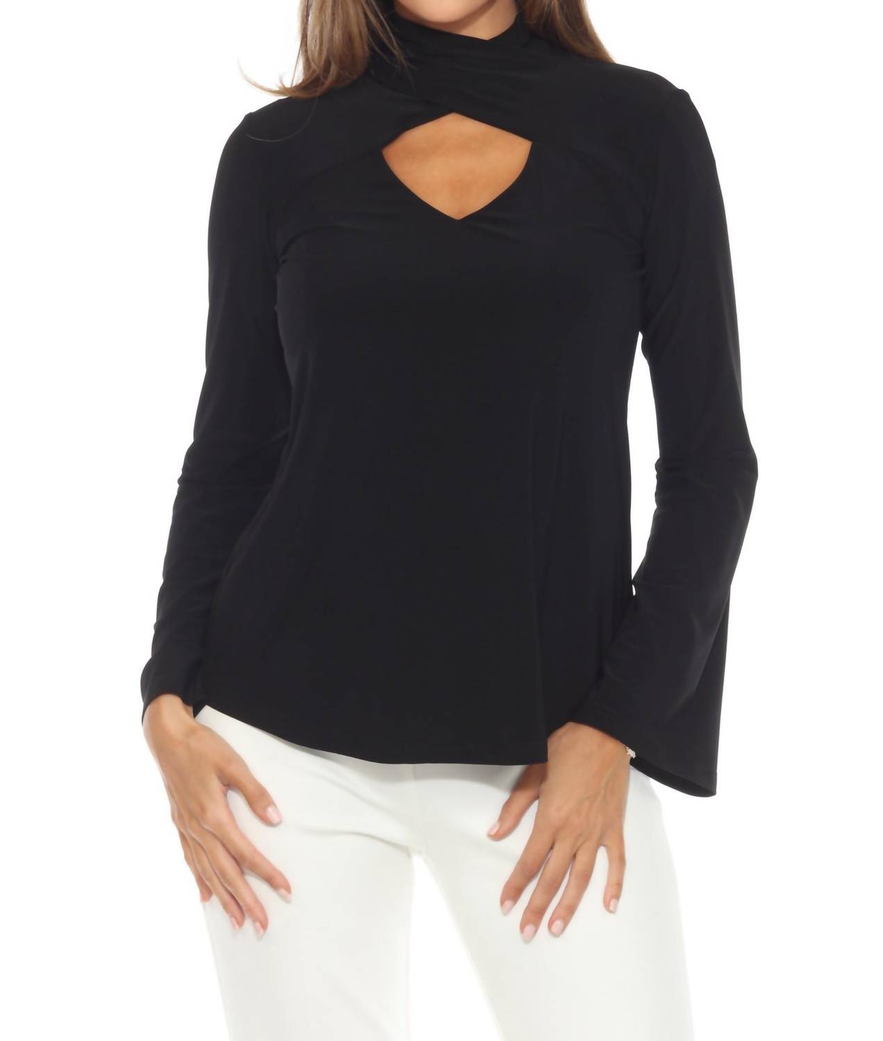 Черный топ с высоким воротником и длинными рукавами с разрезом Joseph Ribkoff
Черный топ с высоким воротником и длинными рукавами с разрезом Joseph Ribkoff