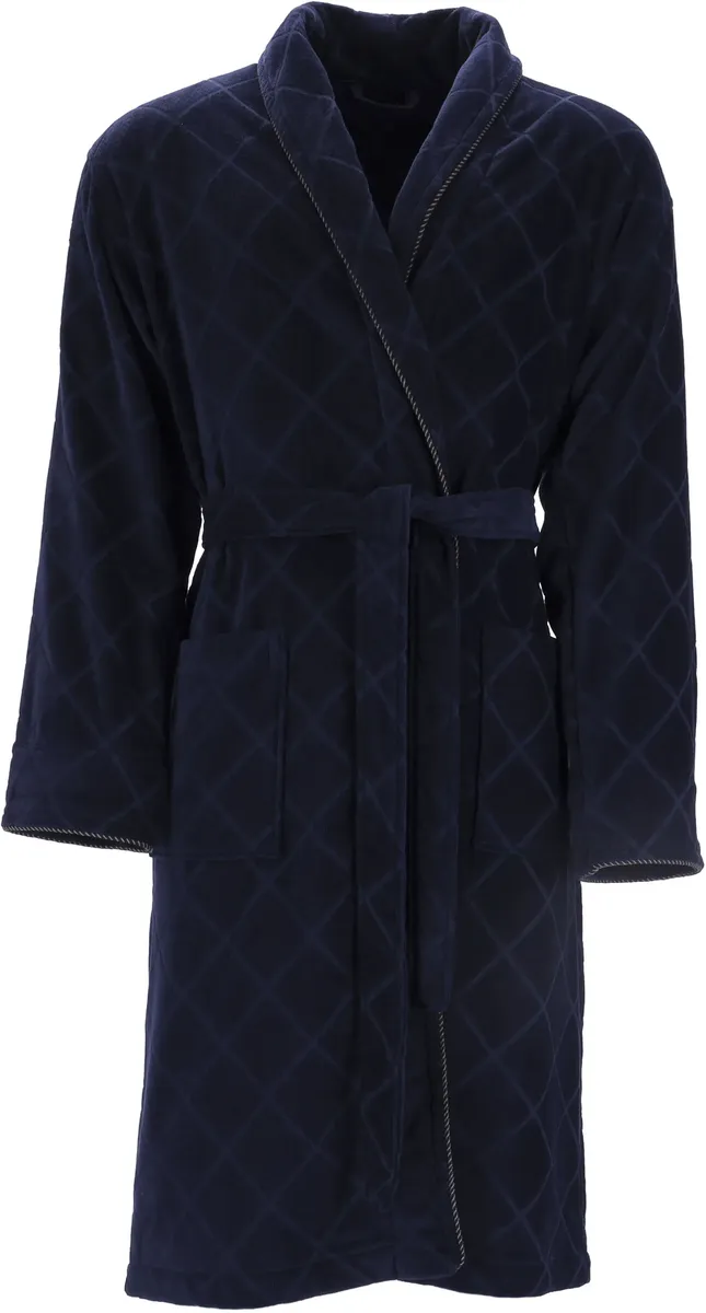 Мужской халат Vossen "Barron" (1 шт.), с шалевым воротником, ромбовидный дизайн, синий
Мужской халат Vossen "Barron" (1 шт.), с шалевым воротником, ромбовидный дизайн, синий