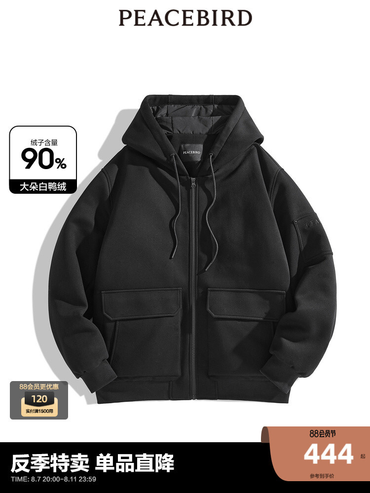 Пуховик мужской Peacebird на молнии, черный
Пуховик мужской Peacebird на молнии, черный
