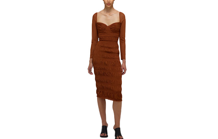 Self Portrait SS22 Платье с длинными рукавами Женское Темно-коричневое Self-portrait 
Self Portrait SS22 Платье с длинными рукавами Женское Темно-коричневое Self-portrait