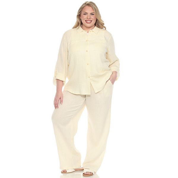 Комплект из хлопкового муслина с длинными рукавами и пуговицами Plus size Wm Fashion, Ivory
Комплект из хлопкового муслина с длинными рукавами и пуговицами Plus size Wm Fashion, Ivory