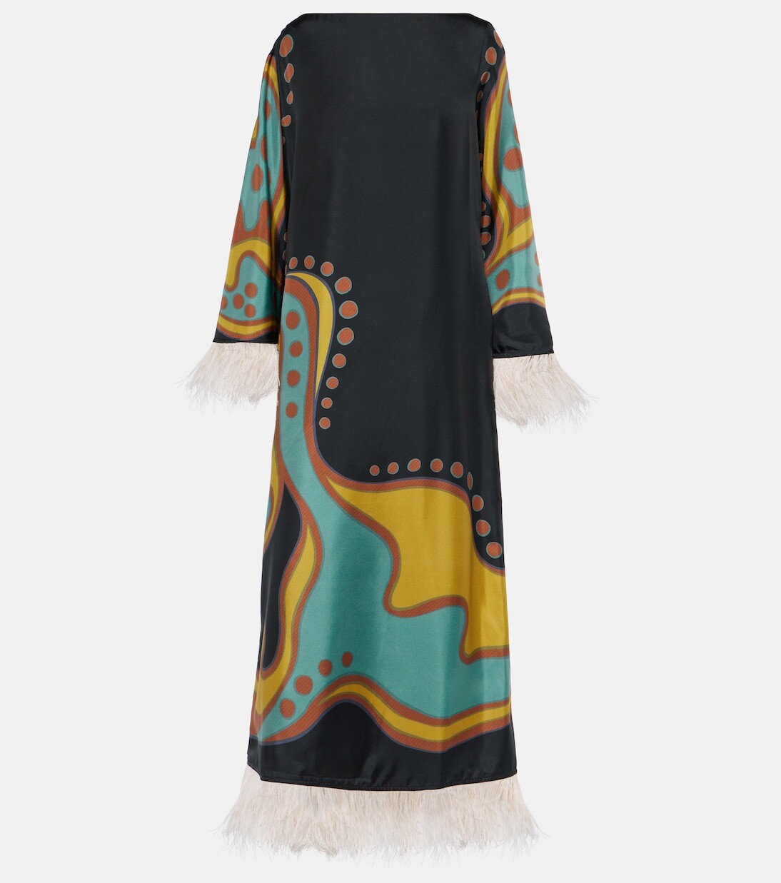 Твиловое платье opera с отделкой перьями La Doublej, мультиколор 
Твиловое платье opera с отделкой перьями La Doublej, мультиколор