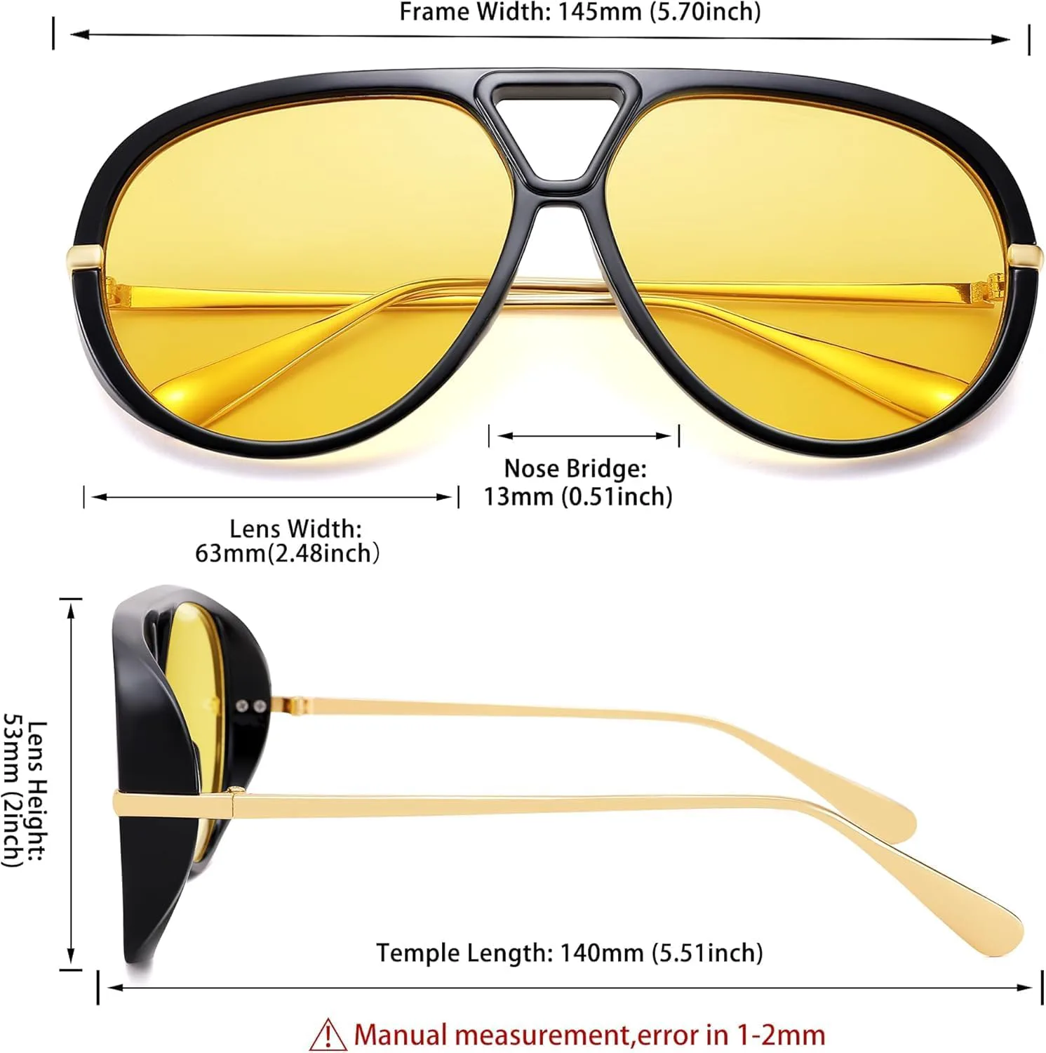 Большие солнцезащитные очки-авиаторы для женщин и мужчин, модный ретро-дизайн круглой формы с защитой от УФ-излучения и антибликовым покрытием Thryvox, Black/Yellow
Большие солнцезащитные очки-авиаторы для женщин и мужчин, модный ретро-дизайн круглой формы с защитой от УФ-излучения и антибликовым покрытием Thryvox, Black/Yellow