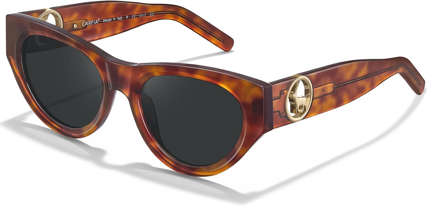 Солнцезащитные очки CARFIA Retro Acetate Polarized Cat-Eye для женщин с защитой UV400, дизайнерские очки, модные классические оттенки CA1952, Tortoise Frame Grey Lenses
Солнцезащитные очки CARFIA Retro Acetate Polarized Cat-Eye для женщин с защитой UV400, дизайнерские очки, модные классические оттенки CA1952, Tortoise Frame Grey Lenses