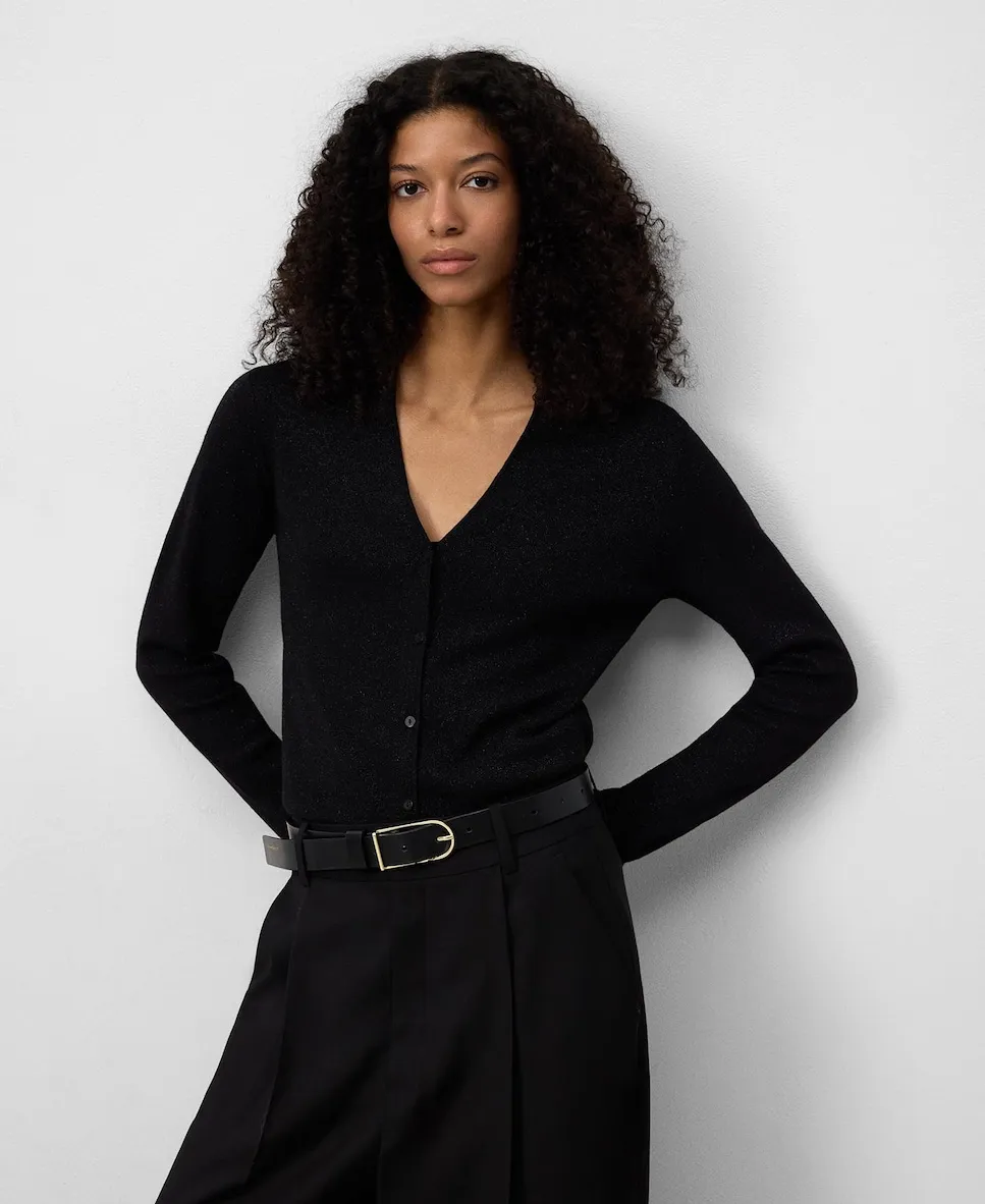 Женский приталенный кардиган из металлизированной пряжи Adolfo Dominguez, черный
Женский приталенный кардиган из металлизированной пряжи Adolfo Dominguez, черный