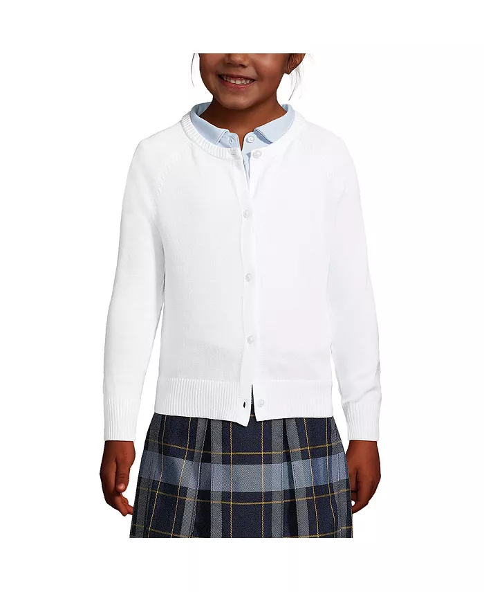 Школьный кардиган для девочек из хлопка и модала Lands' End, белый
Школьный кардиган для девочек из хлопка и модала Lands' End, белый