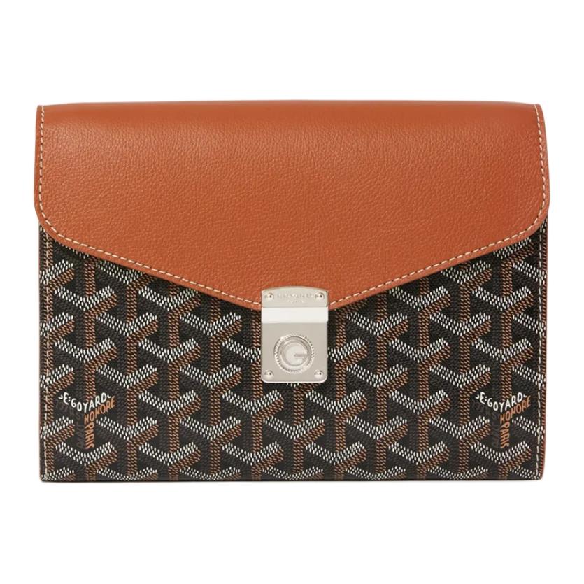 Сумка через плечо из холста с кожаной отделкой, унисекс черно-коричневая GOYARD
Сумка через плечо из холста с кожаной отделкой, унисекс черно-коричневая GOYARD