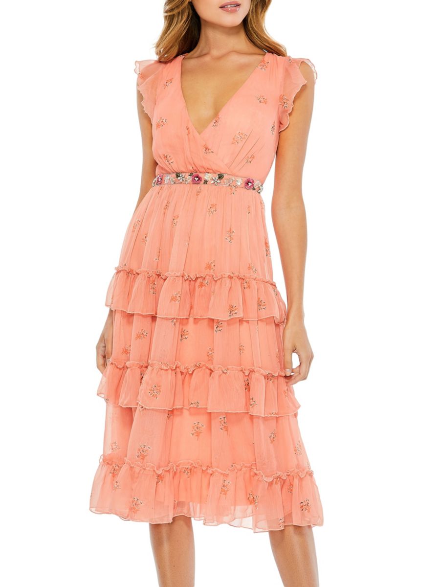 Платье-халат с многоярусным принтом и оборками Mac Duggal, цвет Apricot
Платье-халат с многоярусным принтом и оборками Mac Duggal, цвет Apricot