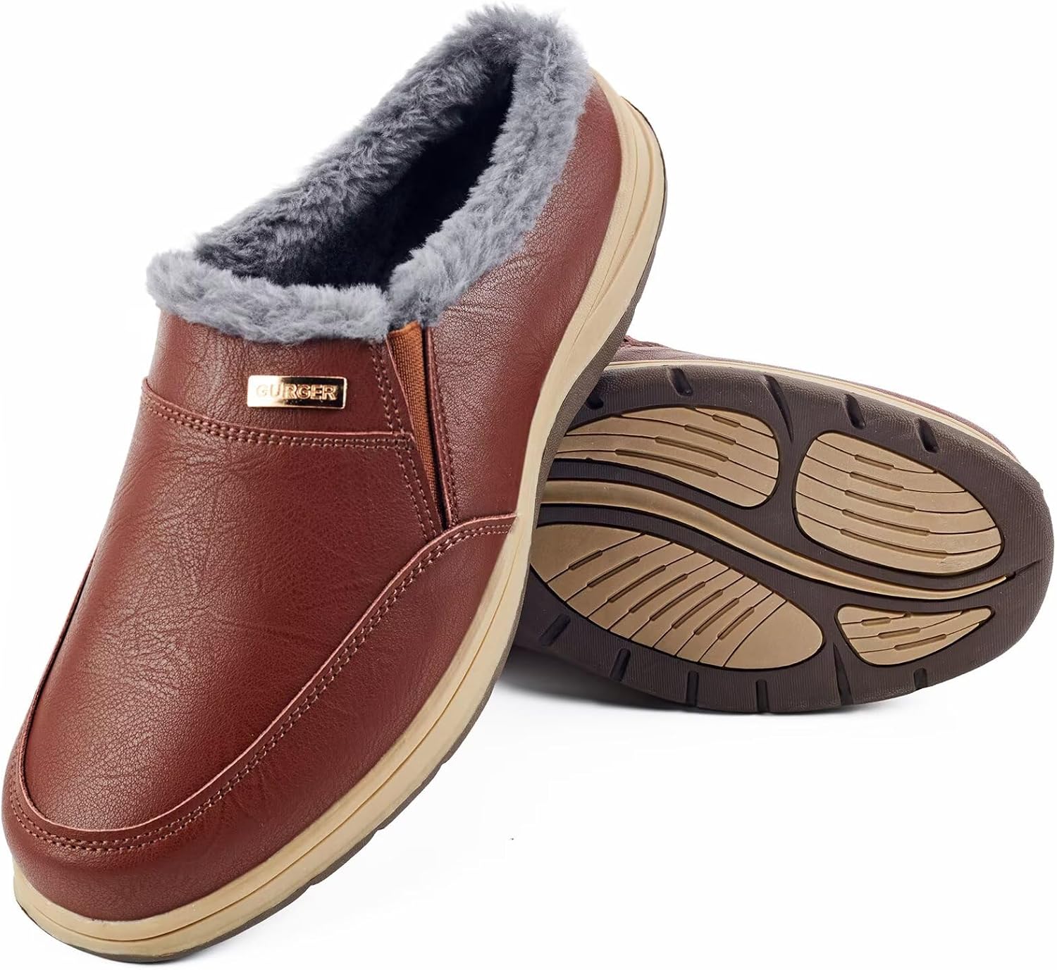 Мужские кожаные тапочки BUGUKI с плюшевой подкладкой, шлепанцы и сабо, зимние теплые домашние тапочки с нескользящей резиновой подошвой, темно-коричневый
Мужские кожаные тапочки BUGUKI с плюшевой подкладкой, шлепанцы и сабо, зимние теплые домашние тапочки с нескользящей резиновой подошвой, темно-коричневый