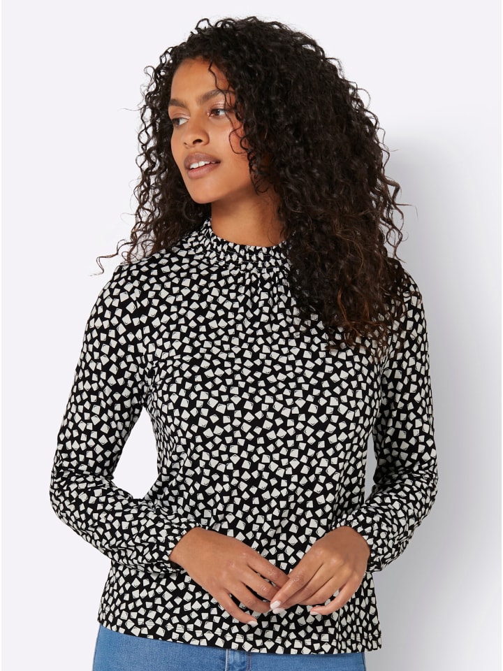 Рубашка с воротником-стойкой цвета экрю с черным принтом WITT WEIDEN
Рубашка с воротником-стойкой цвета экрю с черным принтом WITT WEIDEN