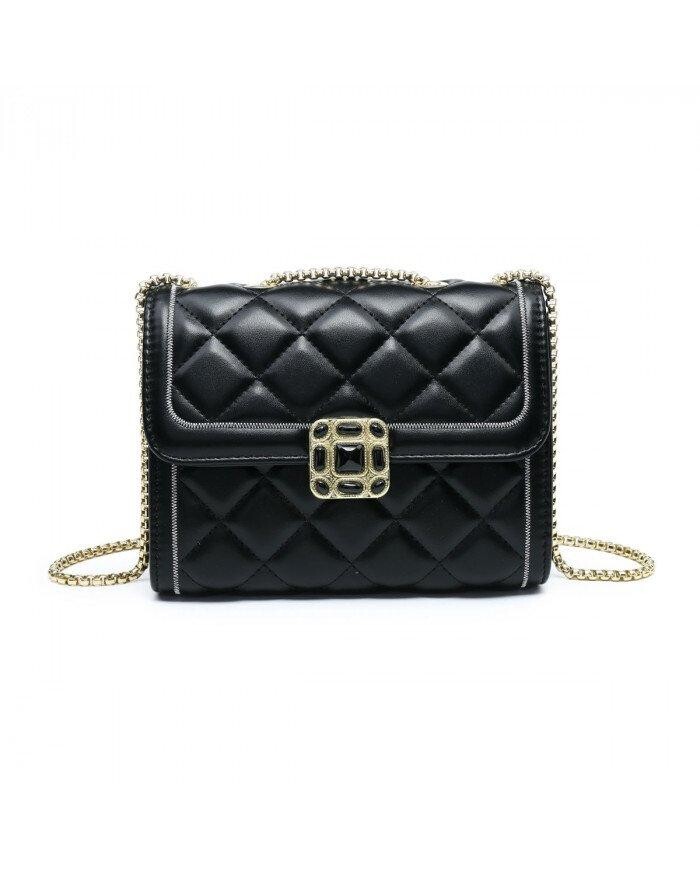 Сумка через плечо с 3 отделениями и стеганым узором в клетку Suqare, украшенная бисером JFY, черный 
Сумка через плечо с 3 отделениями и стеганым узором в клетку Suqare, украшенная бисером JFY, черный