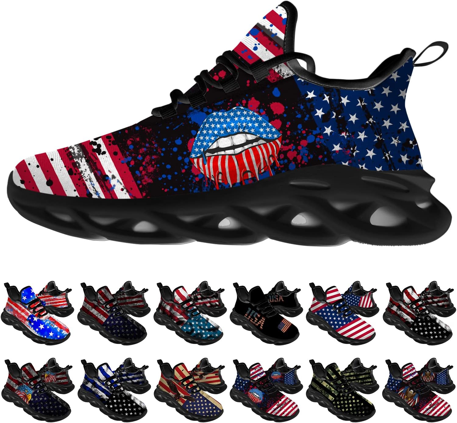 Кроссовки Ciadoon с американским флагом для мужчин и женщин, спортивные кроссовки для бега, ходьбы и тенниса, подарки для мальчиков и девочек, красный
Кроссовки Ciadoon с американским флагом для мужчин и женщин, спортивные кроссовки для бега, ходьбы и тенниса, подарки для мальчиков и девочек, красный
