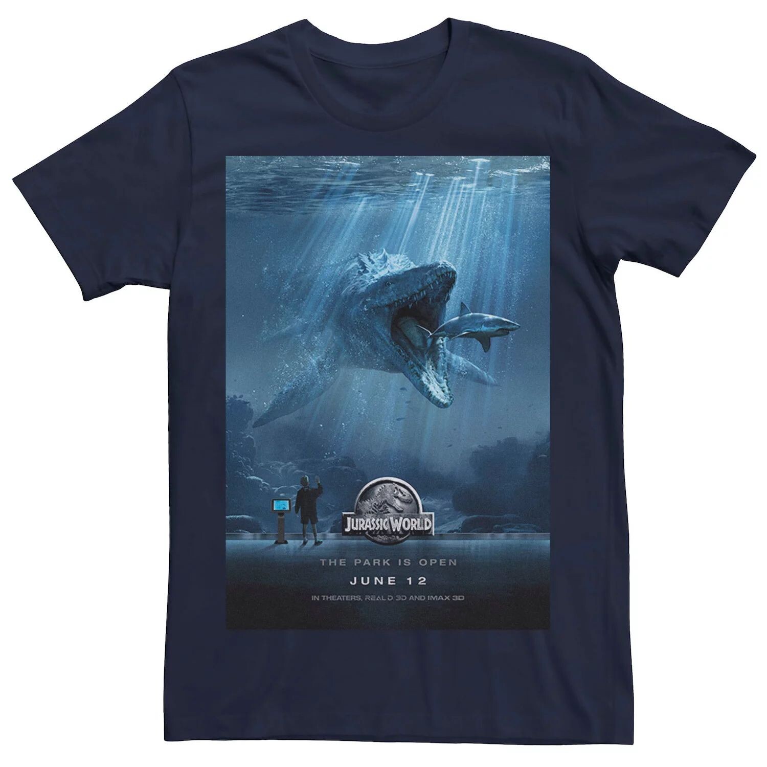 Мужская футболка с постером к фильму «Мир Юрского периода Mosasaurus» Jurassic World, синий
Мужская футболка с постером к фильму «Мир Юрского периода Mosasaurus» Jurassic World, синий