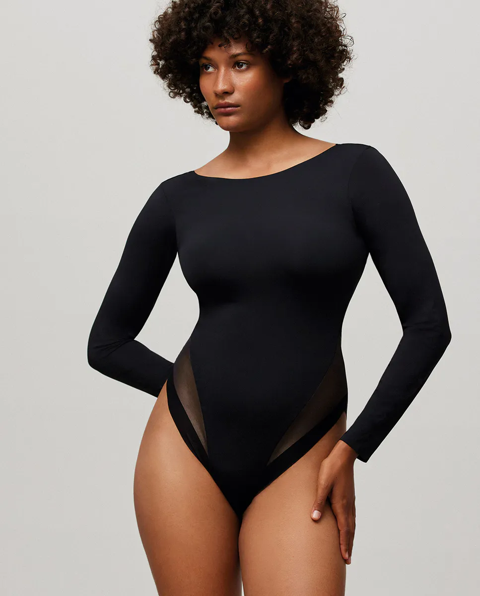 Боди с длинными рукавами и деталями из тюля Ysabel Mora, черный
Боди с длинными рукавами и деталями из тюля Ysabel Mora, черный