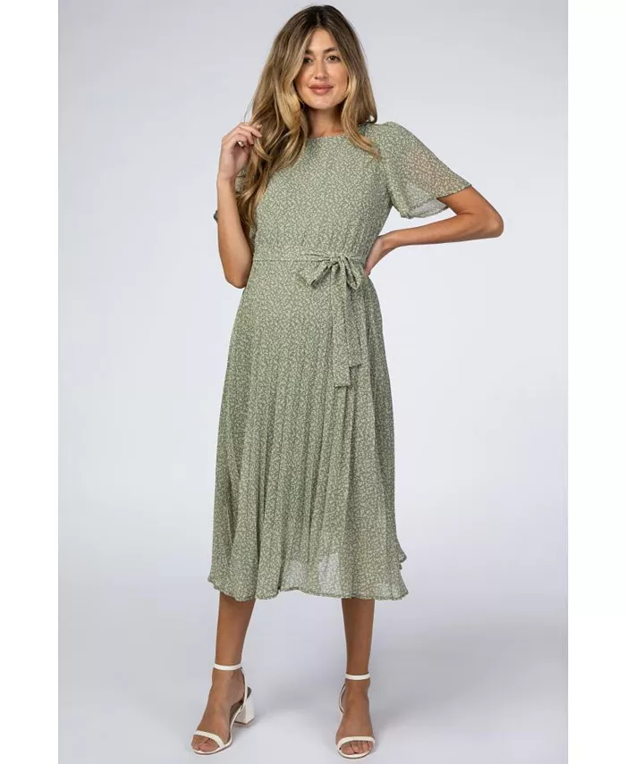 Беременное платье миди плиссированное с принтом оливковых листьев в светлых тонах Pinkblush, зеленый
Беременное платье миди плиссированное с принтом оливковых листьев в светлых тонах Pinkblush, зеленый