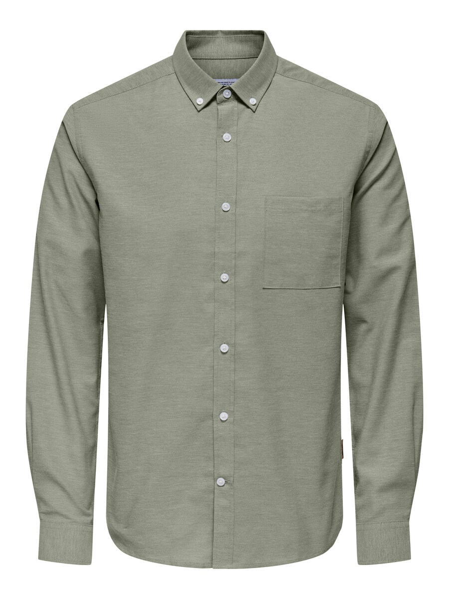 Рубашка Slim Fit на пуговицах Only & Sons Alvares, хаки 
Рубашка Slim Fit на пуговицах Only & Sons Alvares, хаки