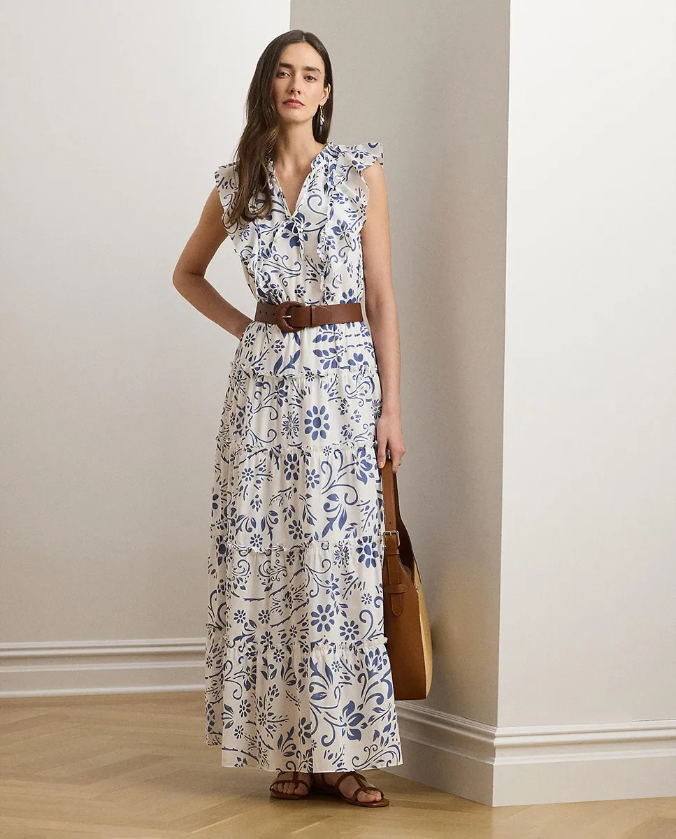 Длинное платье с принтом Lauren Ralph Lauren, белый 
Длинное платье с принтом Lauren Ralph Lauren, белый