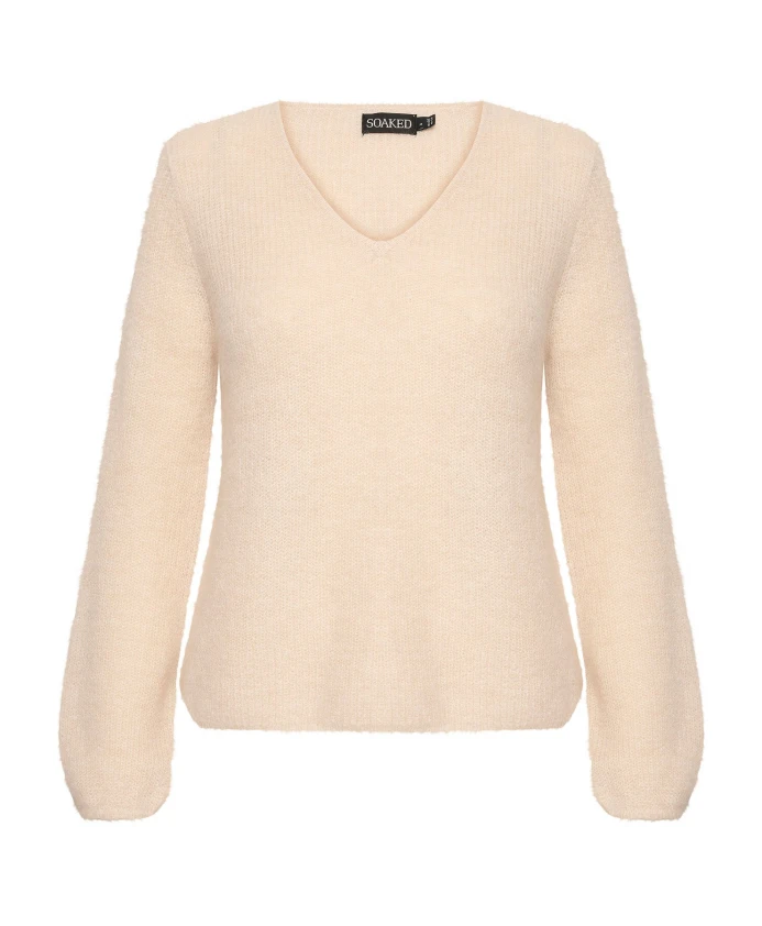 Мягкий свитер с V-образным вырезом и пышными рукавами. Soaked In Luxury, бежевый
Мягкий свитер с V-образным вырезом и пышными рукавами. Soaked In Luxury, бежевый