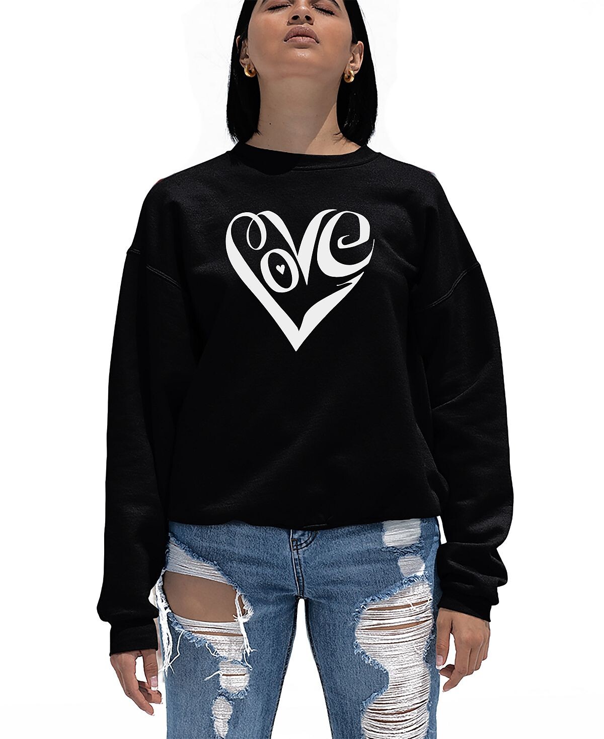 Женский топ с круглым вырезом word art script love heart толстовка LA Pop Art, черный
Женский топ с круглым вырезом word art script love heart толстовка LA Pop Art, черный
