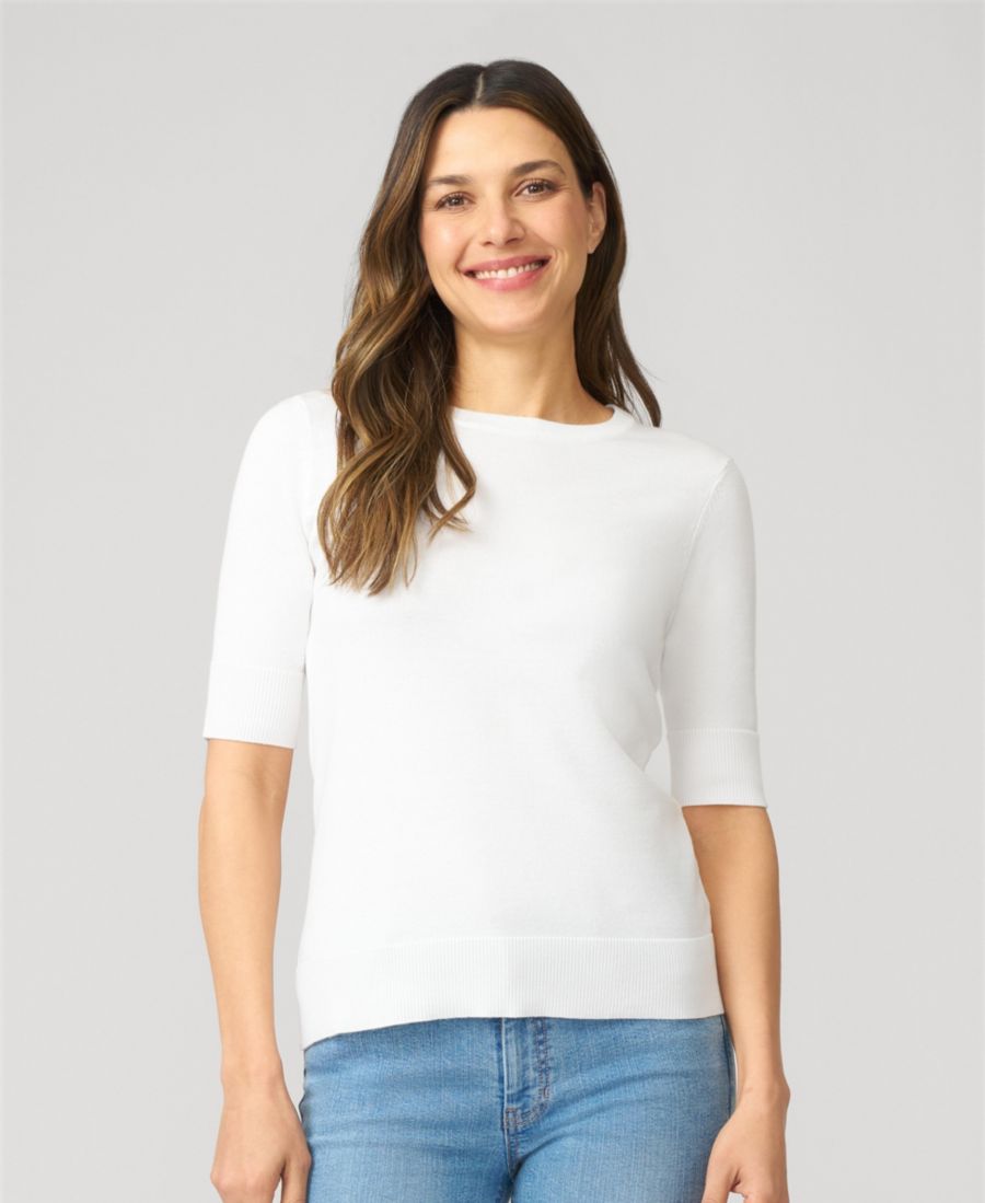 Женский свитер с рукавами до локтя и круглым вырезом Cable & Gauge, Snow white
Женский свитер с рукавами до локтя и круглым вырезом Cable & Gauge, Snow white