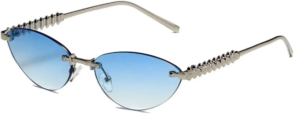Солнцезащитные очки «кошачий глаз» без оправы для женщин и мужчин, с металлическими заклепками на дужках, с защитой от УФ-излучения TOIPASTN, Gold Gradient Blue
Солнцезащитные очки «кошачий глаз» без оправы для женщин и мужчин, с металлическими заклепками на дужках, с защитой от УФ-излучения TOIPASTN, Gold Gradient Blue