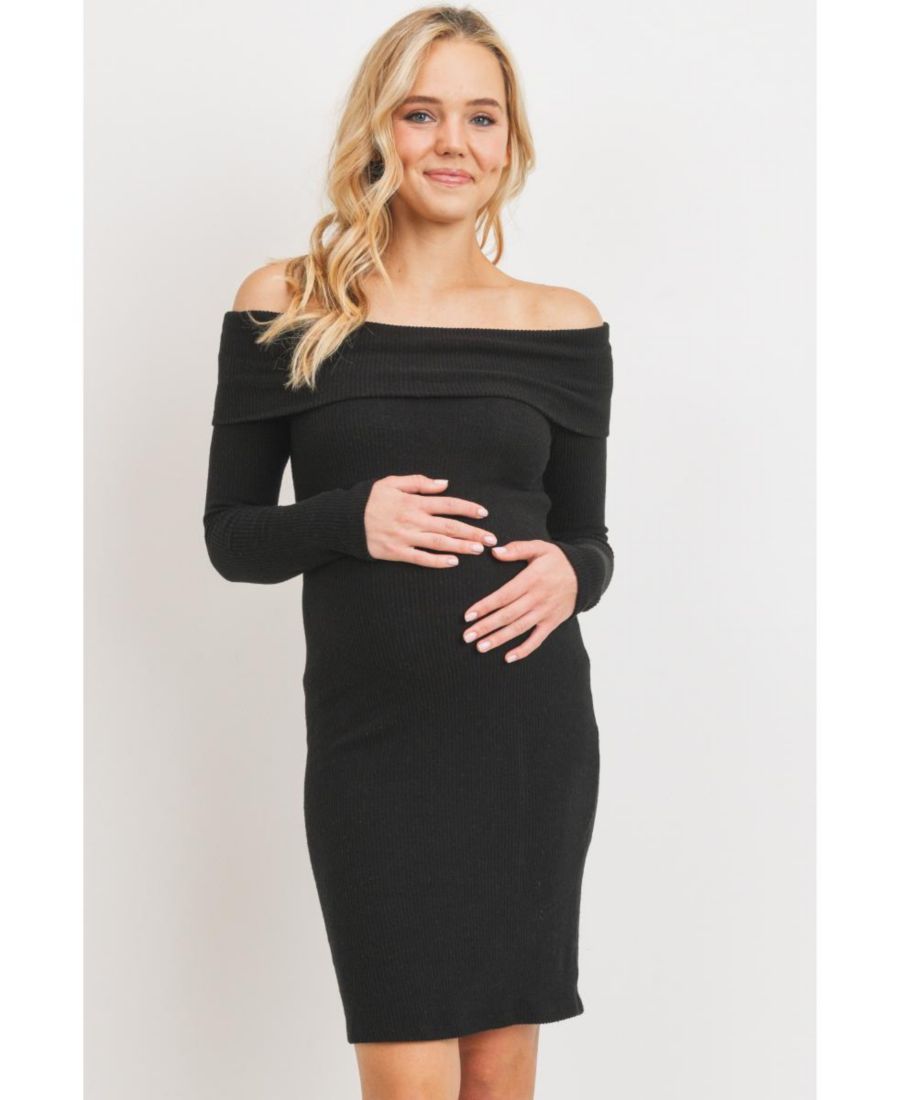Женское облегающее платье для беременных с ребристой отделкой, открытыми плечами и длинными рукавами Hello Miz, Black
Женское облегающее платье для беременных с ребристой отделкой, открытыми плечами и длинными рукавами Hello Miz, Black