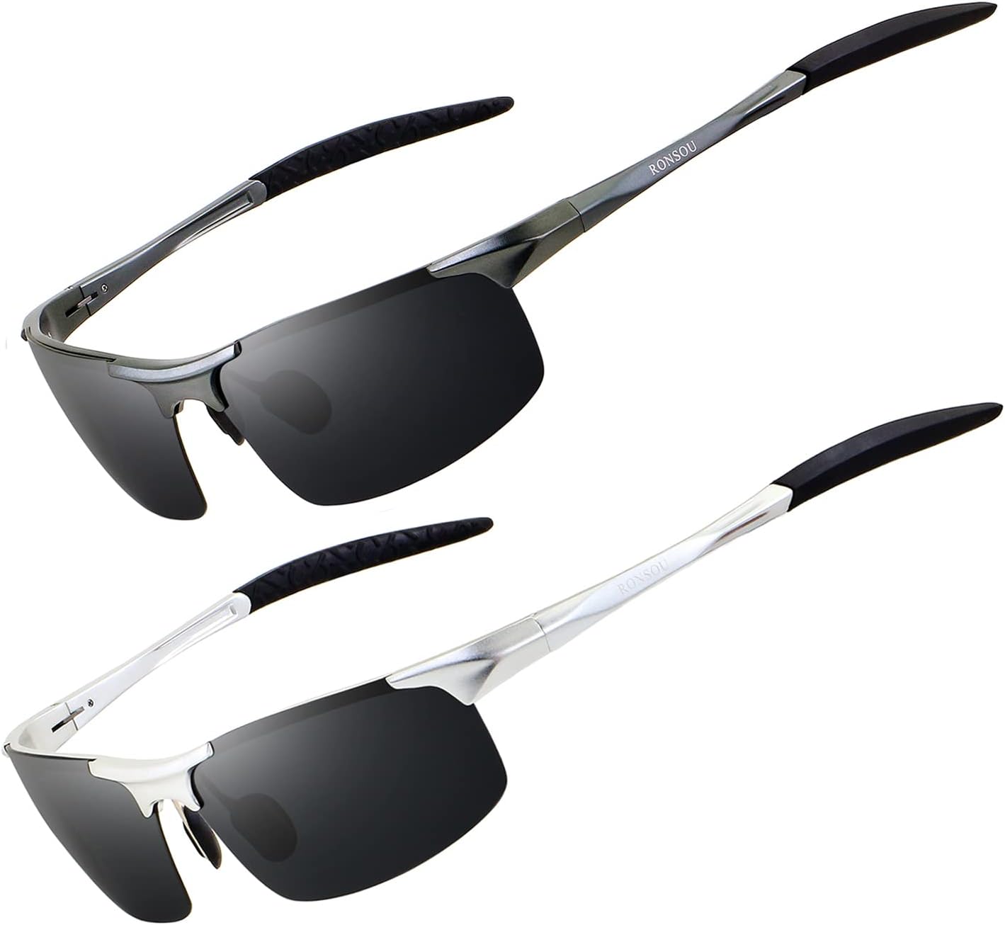 Мужские спортивные поляризованные солнцезащитные очки RONSOU из алюминия и магния, небьющиеся, подходят для вождения, езды на велосипеде, рыбалки и гольфа, A0 2pcs Gray Frame Gray Lens + Silver Frame Gray Lens
Мужские спортивные поляризованные солнцезащитные очки RONSOU из алюминия и магния, небьющиеся, подходят для вождения, езды на велосипеде, рыбалки и гольфа, A0 2pcs Gray Frame Gray Lens + Silver Frame Gray Lens