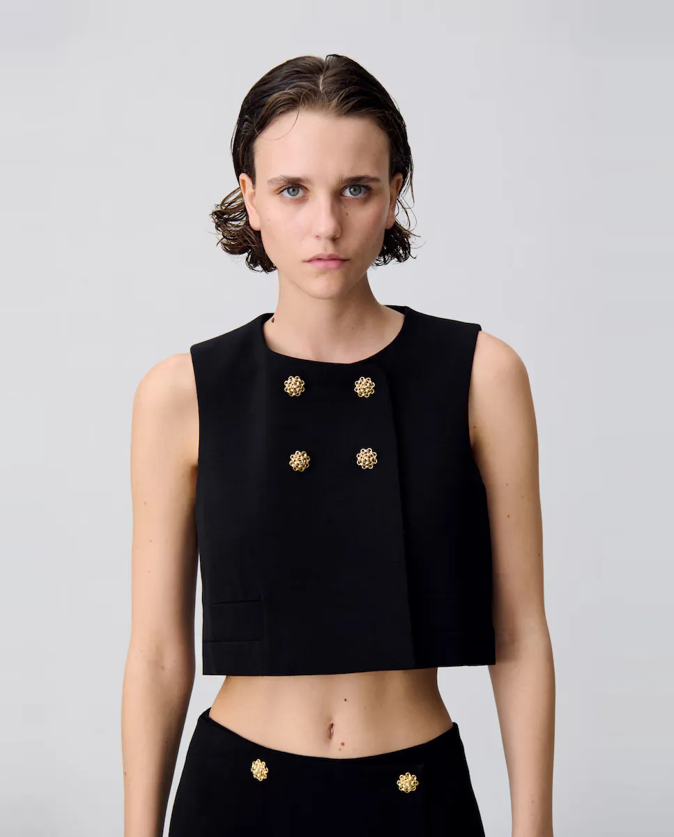 Элегантный топ-безрукавка для женщин Claudie Pierlot, черный 
Элегантный топ-безрукавка для женщин Claudie Pierlot, черный