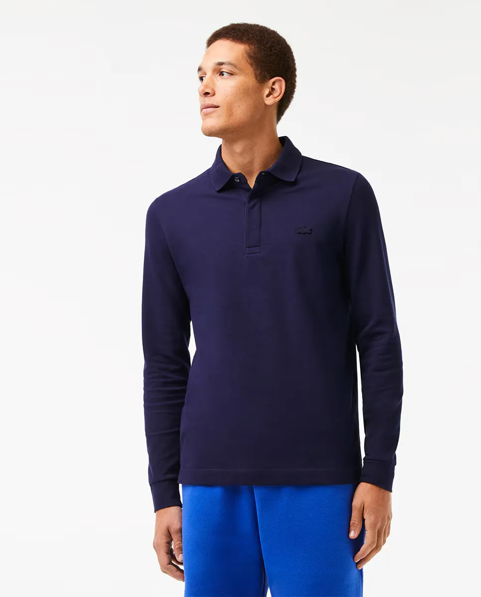 Обычная мужская белая рубашка-поло с длинными рукавами Lacoste, темно-синий
Обычная мужская белая рубашка-поло с длинными рукавами Lacoste, темно-синий