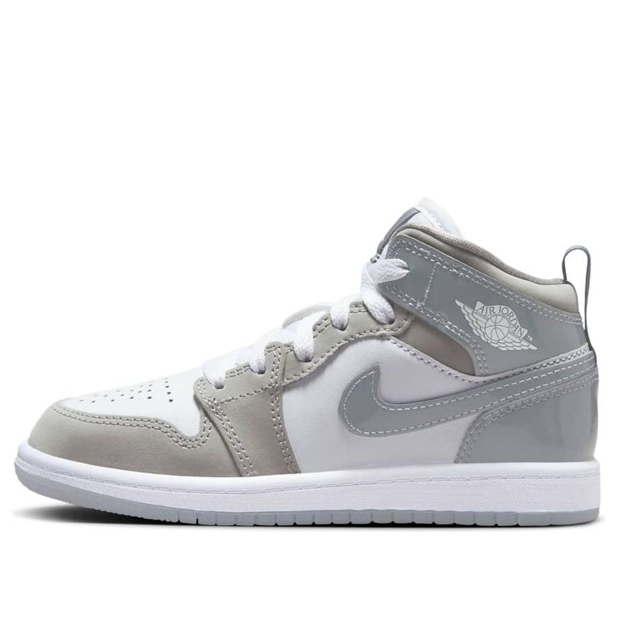 Кроссовки (PS) Air Jordan 1 Mid SE 'White Medium Grey Cool Grey', белый 
Кроссовки (PS) Air Jordan 1 Mid SE 'White Medium Grey Cool Grey', белый