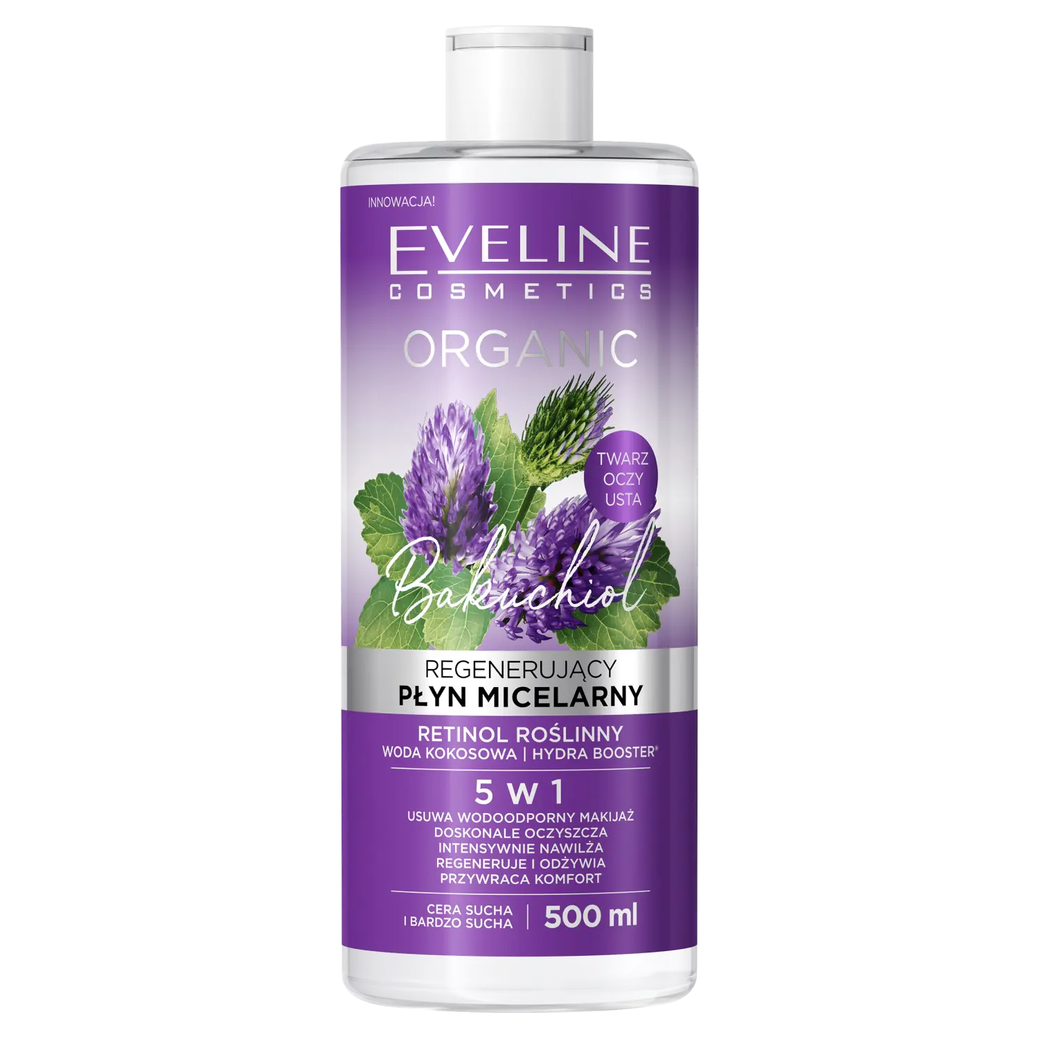 Eveline Cosmetics Organic Bakuchiol мицеллярная вода для лица, 500 мл 
Eveline Cosmetics Organic Bakuchiol мицеллярная вода для лица, 500 мл