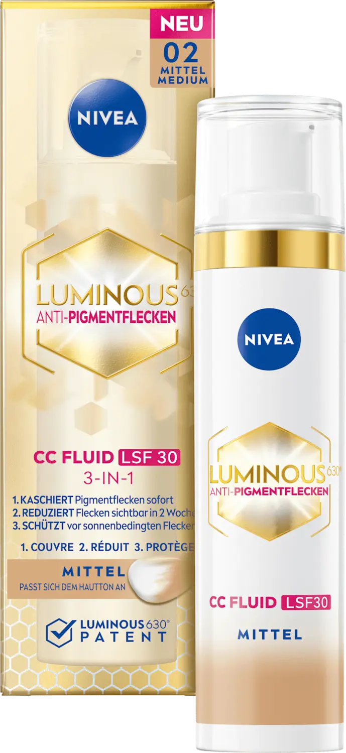 Дневной крем NIVEA CC Creme Luminous 630 Getöntes Fluid MIttel LSF 30, 40 ml
Дневной крем NIVEA CC Creme Luminous 630 Getöntes Fluid MIttel LSF 30, 40 ml
