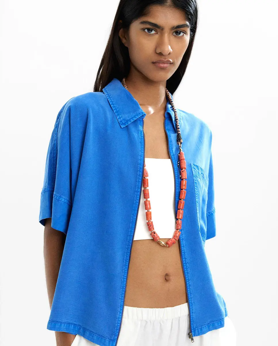 Женская рубашка с коротким рукавом и молнией спереди Parfois, синий
Женская рубашка с коротким рукавом и молнией спереди Parfois, синий