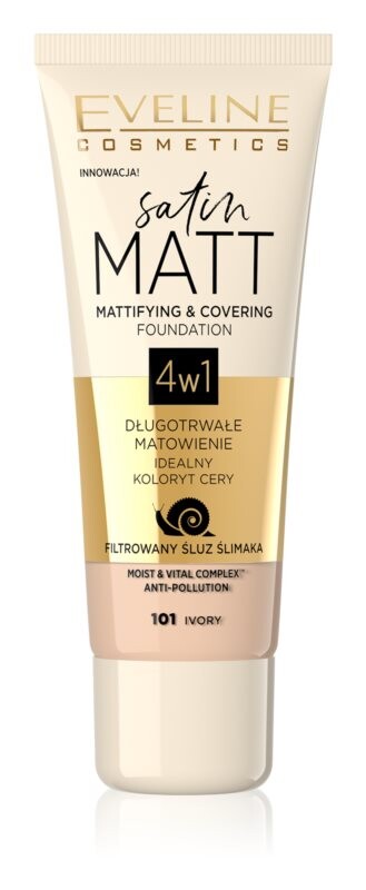 Матирующая основа с экстрактом слизи улитки Eveline Cosmetics Satin Matt, оттенок 101 Ivory 30 мл
Матирующая основа с экстрактом слизи улитки Eveline Cosmetics Satin Matt, оттенок 101 Ivory 30 мл