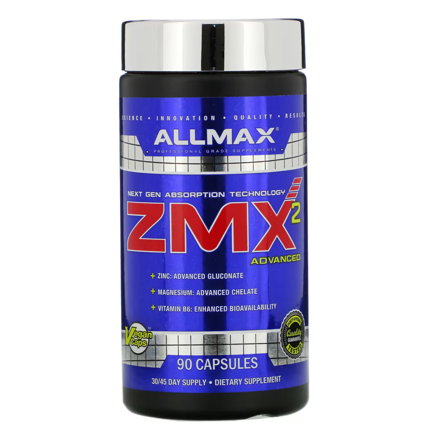ALLMAX, ZMX2, хелат магния с улучшенной усвояемостью, 90 капсул
ALLMAX, ZMX2, хелат магния с улучшенной усвояемостью, 90 капсул