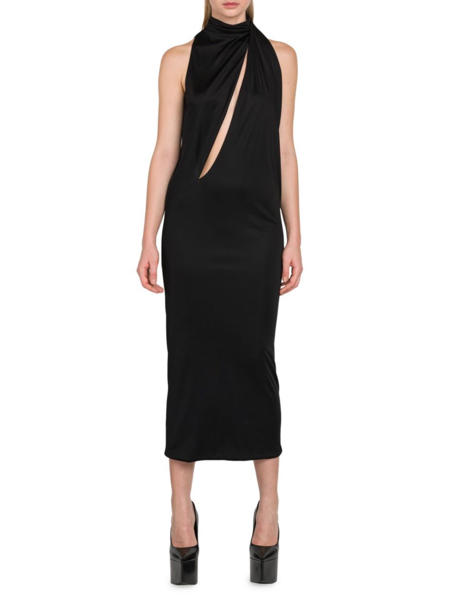 Платье миди из джерси с вырезом Versace, черный
Платье миди из джерси с вырезом Versace, черный