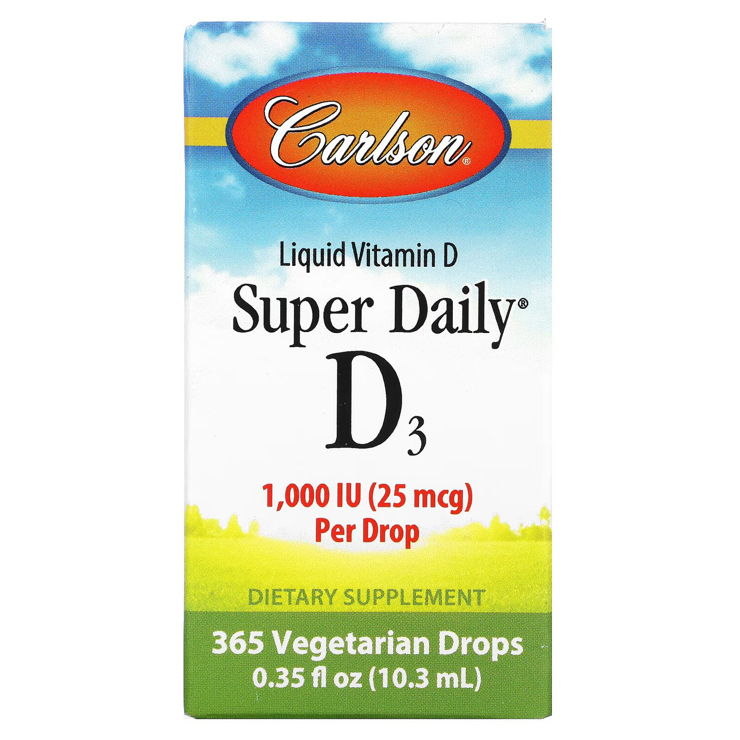 Carlson, Super Daily D3, 1000 МЕ, 10,3 мл (0,35 жидк. унции)
Carlson, Super Daily D3, 1000 МЕ, 10,3 мл (0,35 жидк. унции)