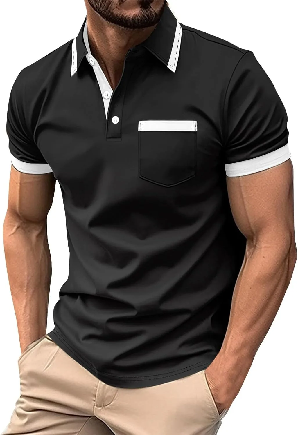 Мужская поло с лацканом и карманом, Slim Fit, короткий рукав
Мужская поло с лацканом и карманом, Slim Fit, короткий рукав