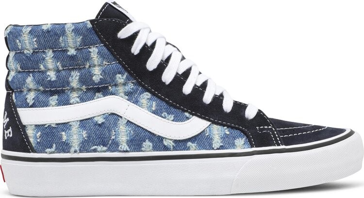 Кеды Vans Supreme x Sk8-Hi Blue Hole Punch Denim, синий 
Кеды Vans Supreme x Sk8-Hi Blue Hole Punch Denim, синий